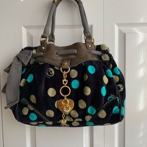 Juicy couture velour blue polka dot dreamer bag rare pattern